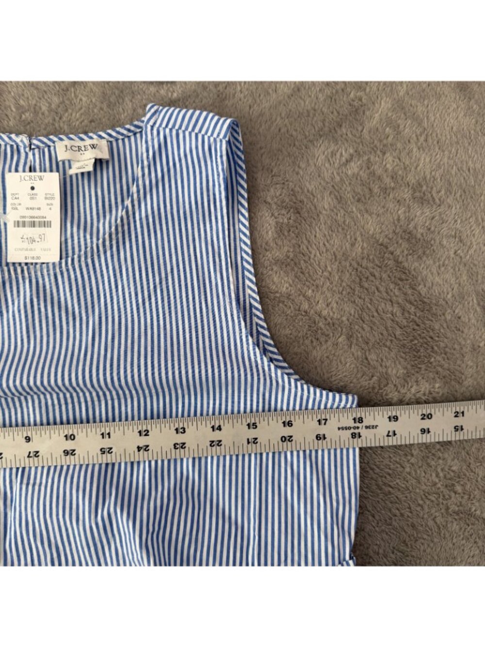 NWT J Crew Factory Sleeveless Blue White Stripe Midi Dress Womens 4 - Picture 3 of 7